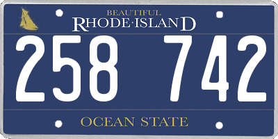 RI license plate 258742