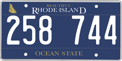 RI license plate 258744