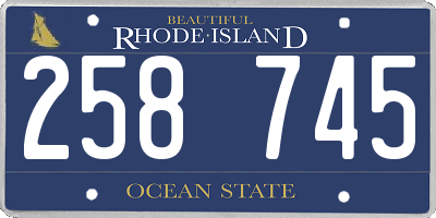 RI license plate 258745