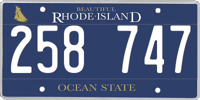 RI license plate 258747