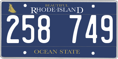 RI license plate 258749