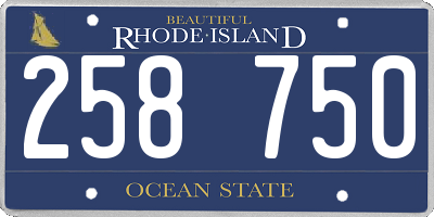 RI license plate 258750