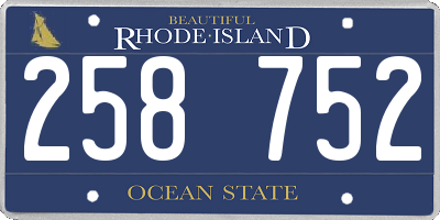 RI license plate 258752