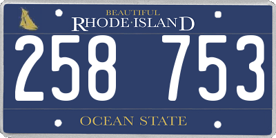 RI license plate 258753