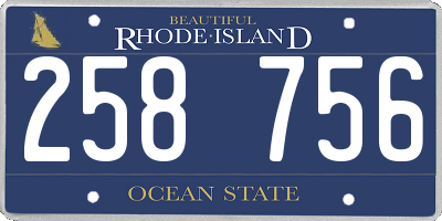 RI license plate 258756