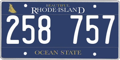 RI license plate 258757