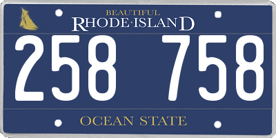 RI license plate 258758