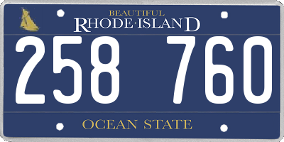 RI license plate 258760