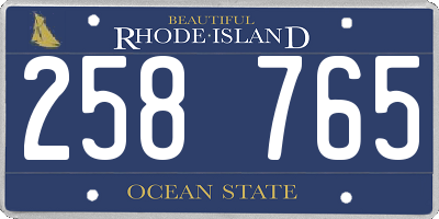 RI license plate 258765