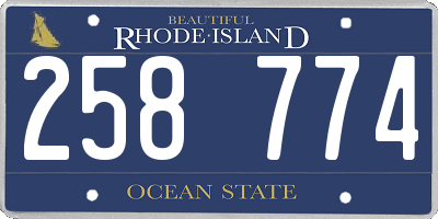RI license plate 258774