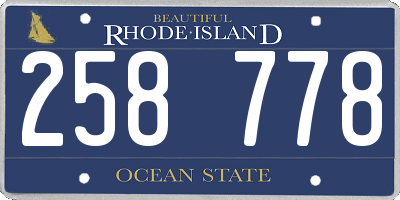 RI license plate 258778