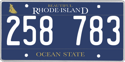 RI license plate 258783