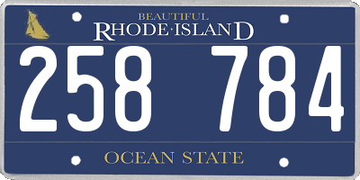 RI license plate 258784