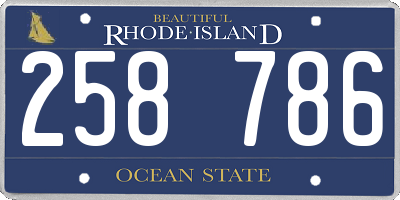 RI license plate 258786