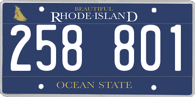 RI license plate 258801