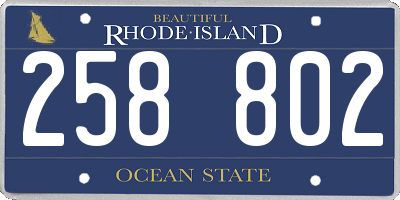 RI license plate 258802