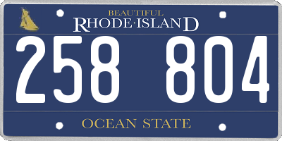 RI license plate 258804