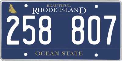 RI license plate 258807