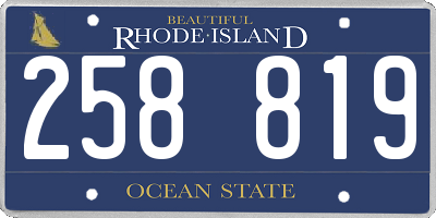 RI license plate 258819