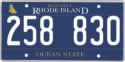 RI license plate 258830