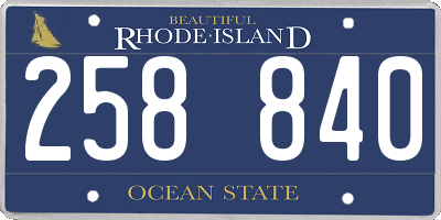 RI license plate 258840