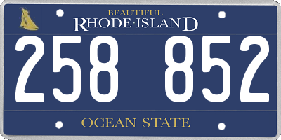 RI license plate 258852