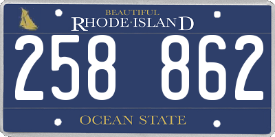 RI license plate 258862