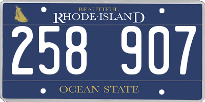 RI license plate 258907