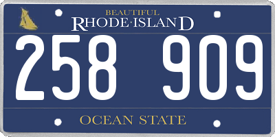 RI license plate 258909