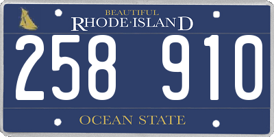RI license plate 258910