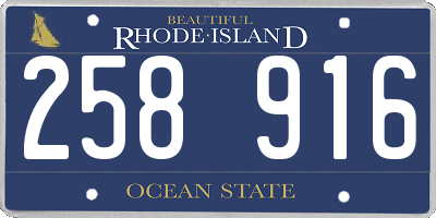 RI license plate 258916