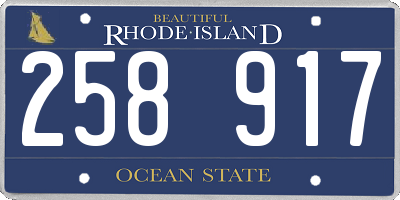 RI license plate 258917