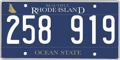 RI license plate 258919