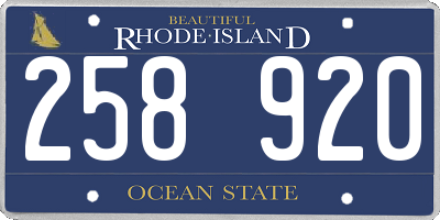 RI license plate 258920