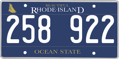 RI license plate 258922