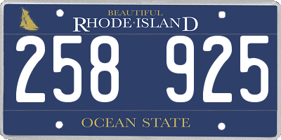 RI license plate 258925