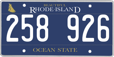 RI license plate 258926