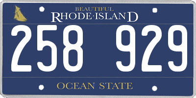 RI license plate 258929