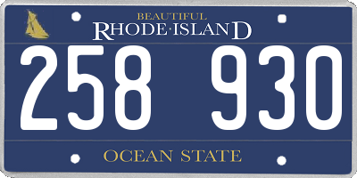 RI license plate 258930