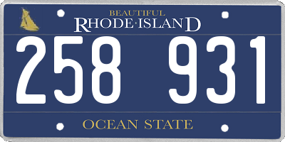 RI license plate 258931