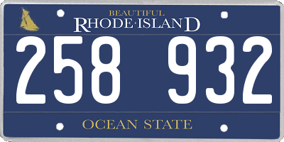 RI license plate 258932