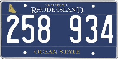 RI license plate 258934