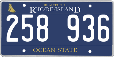 RI license plate 258936