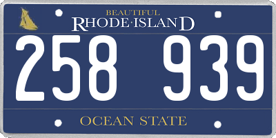 RI license plate 258939