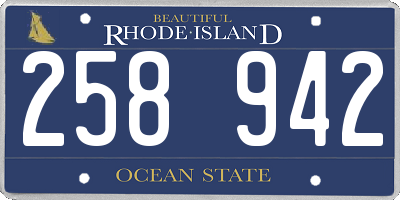 RI license plate 258942