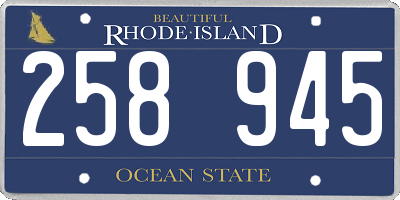 RI license plate 258945