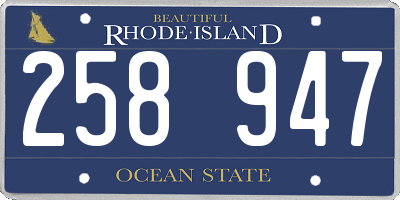 RI license plate 258947