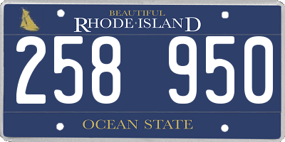 RI license plate 258950