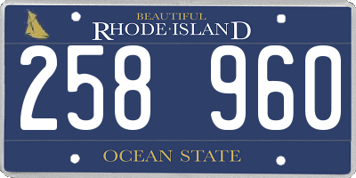RI license plate 258960