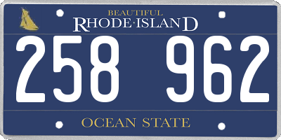 RI license plate 258962